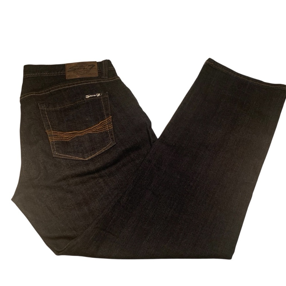 Seven Jeans Straight Cut Five Pocket 5 Grommet Belt Loops Mid/Dark Wash W34 L30